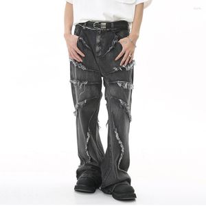 Jeans da uomo SYUHGFA Personalità Nappa Estate Hip Hop Ragged Allentato Streetwear Moda Maschile Gamba Larga Pantaloni Denim Impiombati