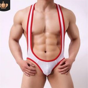 Gejowskie seksowne bieliznę męskie body jockstrap bodywear zapaśnicza singlet Singlet Sumps Suspisits Teddies Minuties278g