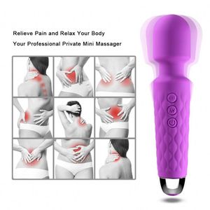 Brinquedo sexual de bolso para mulher Varinha AV portátil 20 Modos Vibração Mini Massageador Recarregável À Prova D' Água Masturbador brinquedo adulto