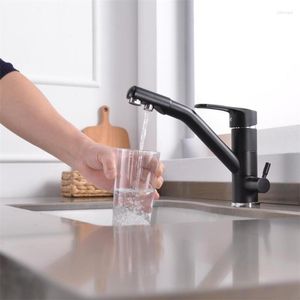 Kitchen Faucets Filter Water Faucet Swivel Drinking Dual Spout Purifier Vessel Sink Mixer Tap 360 Rotation Taps