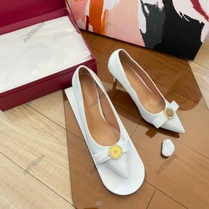 Designer dress shoes women pointed toe heels bed sheet bow embellished sandals party wedding shoes leather black and white wedding shoes