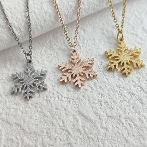 Pendant Necklaces Stainless Steel Necklace For Men Personalise Snowflake Women Frosted Choker Jewelry Holiday Gifts Wholesale Drop