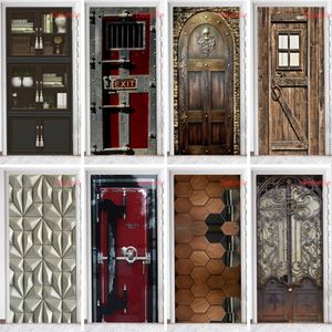 Wall Stickers Bookcase Door Wallpaper Vinyl Escape Wooden Doors Safe Decorative For Waterproof Peel And Stick Art 230717