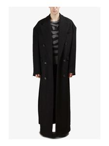 Men's Wool Blends Super long loose woolen coat men's fall-shoulder profile side slit autumn and winter classic top HKD230718