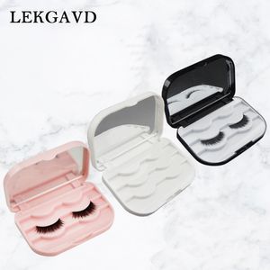 False Eyelashes Plastic Makeup Box Travel Empty Lashes Holder Case Container Storage Organizer Cosmetic With Mirror 230617