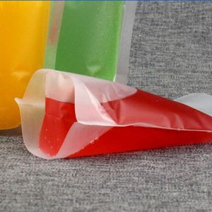 Sacos transparentes para bebidas de 450 ml, resistentes, portáteis, translúcidos, reutilizáveis, com zíper, stand-up, sacos de plástico, sacos para bebidas