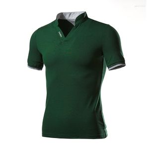 Men's Polos Man Polo Shirt Mens Casual LAISO Embroidery Cotton Men Short Sleeve High Quantity V-Neck