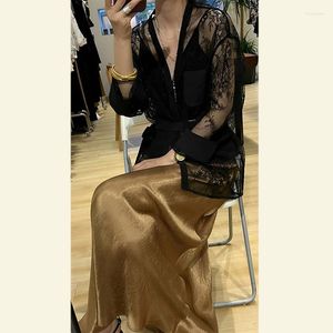 Women's Pants Wear A Complete Set Of Light Luxury And High-end Style With Small Fragrance Black Lace Shirt Acetic Acid Dress