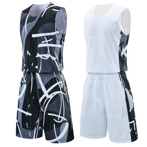 Fatos de treino masculinos dupla face camisa de basquete personalizado conjunto de esportes juvenis respirável uniforme de treinamento equipe 230718