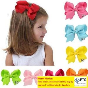 Wholesaler 4 Inch Knot Centre Baby Girls Solid Grosgrain Ribbon Bows With Alligator Clips