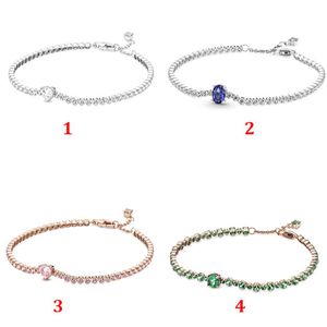 Christmas Sparkling Heart Tennis Bracelet For Women 925 Sterling silver Jewelry FIT Charms Beads Bracelets DIY For Women 580044C01286Z