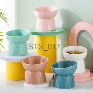 Dog Bowls Feeders Other Pet Supplies Cat Macaron Color Ceramic Bowl Elevated Pet Food Water Feeders Non-slip Small Dogs Drinking Eating Supplies x0717 x0715
