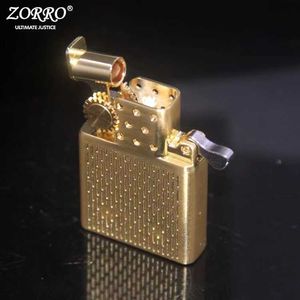 Zorro Original Dual Fire Jet Windproect Cigar Lighter Sports No Gas Kerogen Flint Movement Uppblåsbar foder DIY Tool Men's Gift W89i