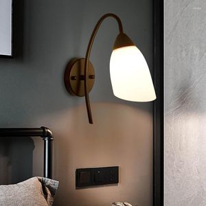 Vägglampa metall svart vintage sned mun sconce ljus retro ac 220v inomhus sovrum vardagsrumsstudie gång fixtur