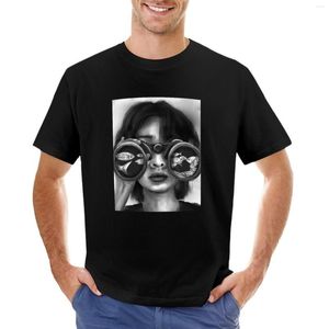 Polos mężczyzn Wodnik. Czarno -biały portret dziewczyny. T-shirt letnie ubrania Slim Fit T dla mężczyzn