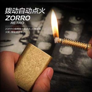 Zorro Original Pure Copper Match Retro Kerosene Oil Cigarettes Lighter Pull Ignition Fire Men's Smoking Tool Gift for Man XGHH