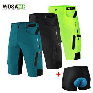 Cykelshorts Wosawe Men vadderad baggy reflekterande MTB mountainbike cykel ridbyxor Vattenbeständig lös passform 230717