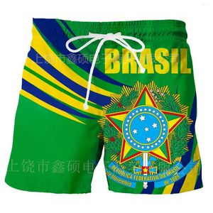 Shorts Masculino 2023 Brasil Esporte Bandeira Roupa de Banho Impresso em 3D Verão Praia Curto Moda Casual Feminino