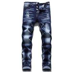 Marka sieci Włoch Jeans Najwyższej jakości mężczyźni Slim Denim spodnie Blue Pencil246t