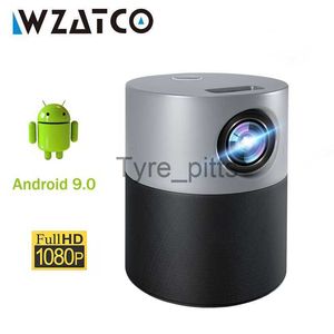 Inne akcesoria projektorowe WZATCO NOWOŚĆ MINI PROJEKTOR E9 FULL HD 1920*1080P Android 9.0 WiFi Blutooth Beamer 4K Video Smart LED Projektor dla kina domowego x0717