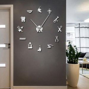 Wall Clocks Dentist Tools Frameless 3D Clock Dental Practitioners Clinic Stomatological Orthodontics Room Art Decor