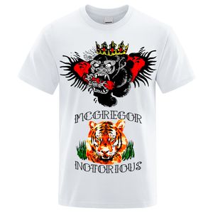 Conor McGregor Tattoos Inspiriert Coole T-Shirts Männer Lose Übergroße Kurzarm Tiger Affe Horror Print T-shirt Baumwolle Tops Mann