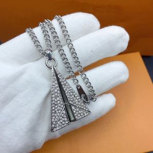 Europe America Fashion Style Necklace With Pendant Men Lady Women Silver-colour Metal Paperplane Long Chain M01034