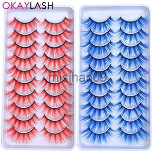 Ciglia finte OKAYLASH 10 paia Blu Rosso Marrone Ciglia colorate Arcobaleno Ciglia Halloween Party Cilias Cosplay J230717