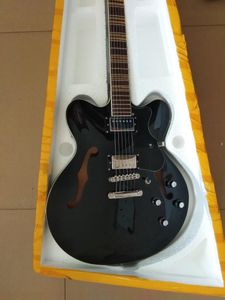Electric Guitar vintage Black 6-string Semi-Hollow thin Body Right-Handed HH pickups