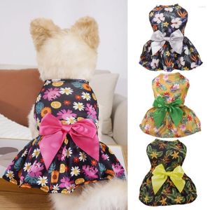 Vestuário para cães Vestido para animais de estimação Laço grande macio Estampa fashion Confortável Design havaiano Pograph Prop Poliéster Estilo princesa Suprimento de primavera