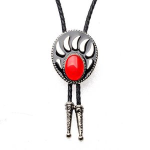 Bolo Ties Europe and the United States Original Bolo Tie Indian Brothers Bear Palm Natural Stone Popular Akcesoria Prezentacja ślubna HKD230719