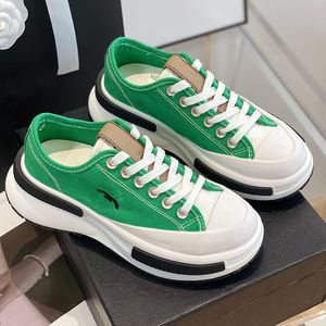 Sapatos de salto plataforma femininos de lona de luxo Sapatos sociais de grife com cadarço e sola de borracha antiderrapante tênis clássico rosa vermelho verde branco preto sandálias com sacos de pó