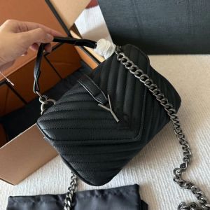 Kvinnors handväska designer väska axelväska mjuk läderväska svart klassisk diagonal quiltkedja dubbel ventil medium korsbodi kaviar väska ny