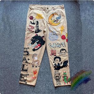 Calça cargo vintage com estampa de desenho animado grafite masculino feminino 1 qualidade 23ss