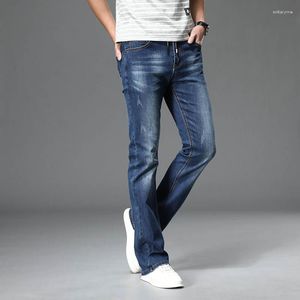 Jeans masculino 2023 moda calças largas com corte largo cintura elástica rasgadas calças compridas largas para homens azuis hommes