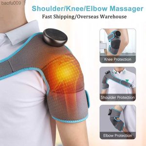 Elektrisk uppvärmning Knä Massager Hot Compress Vibration Shoulder Massager Leg Elbow Joint Pain Relief Physio Massage Pad L230520