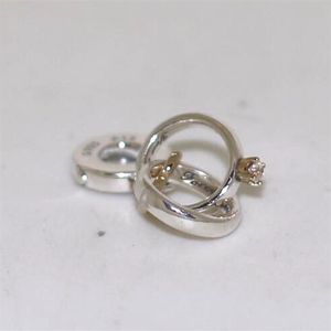 Autênticos anéis de casamento em dois tons de prata esterlina 925 pendentes com pingente se encaixam na Europa estilo Pandora joias pulseiras colar 289C