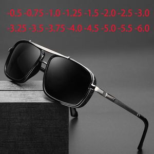 Sunglasses 0-0.5-0.75-1.0 to -4.0 Grey/Tea Lens Prescription Sunglasses for Men Polarized Myopia Lens Goggles Punk Sunglasses 230718