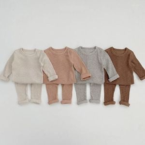 Conjuntos de roupas Conjunto de pijama com calça 2 peças bebê primavera elástico confortável terno para casa meninos meninas 2023 roupas 1-3 anos