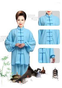 Abbigliamento etnico Uniforme tradizionale cinese Unisex adulto Tang Suit Tai Chi manica lunga Wing Chun WuShu Costumi per esercizi mattutini