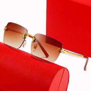 Коричневые линзы дизайнерские солнцезащитные очки мужские модные очки Man Золотые безрадочные очки антиреллекция против UV Goggle Пляж Пляж вождение женщины солнцезащитные очки