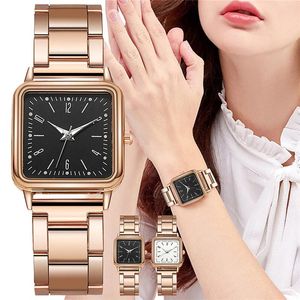 Zegarek na rękę cyfrowy zegarek Luminous Women stal stalowy Square Fashion Fashion Business Quartz Montre Femme