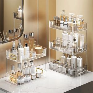 Storage Holders Racks Bathroom Organizer Shelf Acrylic Makeup Storage Rack Large Capacity Skincare Cosmetic Liptick Holder Arrival 230718