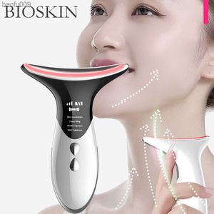 Bioskin Smart Neck Beauty Massager LED Photon EMS Heating Face Lifting Vibration Skin Tighten Anti-Wrinkle Remove Device L230520