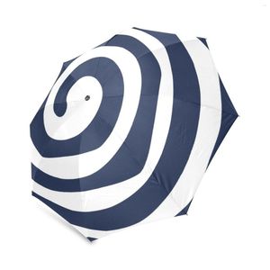 Ombrelli Ombrello Spirali Bianco E Blu Navy Personalizzato Pieghevole Pioggia Vento Resistente Antivento Floding Travel