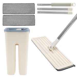 MOPS Flat Mop Microfiber Flat Flat Mop 360 ° Spin Mop and Bucket Set med 2 kuddar Våt/kemtvätt Mop Hanging Dust Mop Hands Free 230718