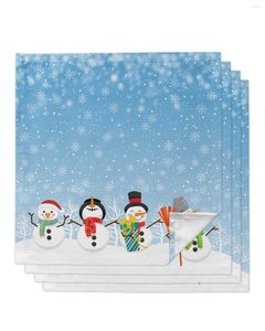 Tabellservett 4/6/8 st kök jul snögubbe snöflinga blå servetter middag för bröllop bankettfest dekoration