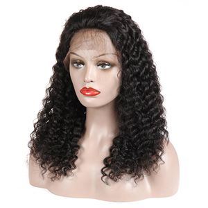 Whole Soft 1b# Natural Looking Black Kinky Curly Wigs 100% Brazilian Human Hair Lace Front Wigs For Black Women Natural Hair L250O