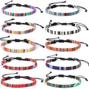 Bohemia Embroidery Woven Anklets for Women Men Anklet Set Adjustable Rope Braided Anklets Fashion Handmade Jewelry 27 Colors choose