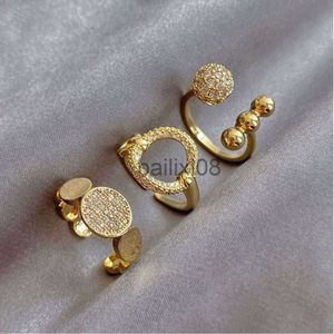 Корея Rings Corea New Fashion Jewelry изящное изящное 14к настоящего золота, покрытое aaa Zircon Ring Кольцо Элегантное женское открытие регулируемого свадебного подарка J230719